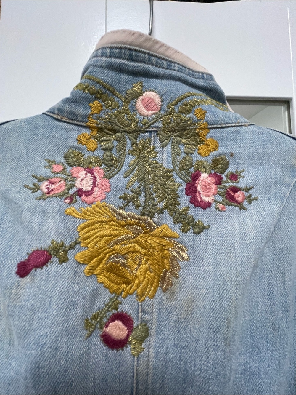 Roberto Cavalli Embroidered Blue Denim Coat with Leopard Lining vintage - Picture 4 of 11